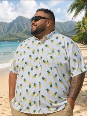 RETRO RIFLE PAINKILLER PINEAPPLE SHIRT 4XL BIG TALL TROPICAL RESORT STRETCH COOL
